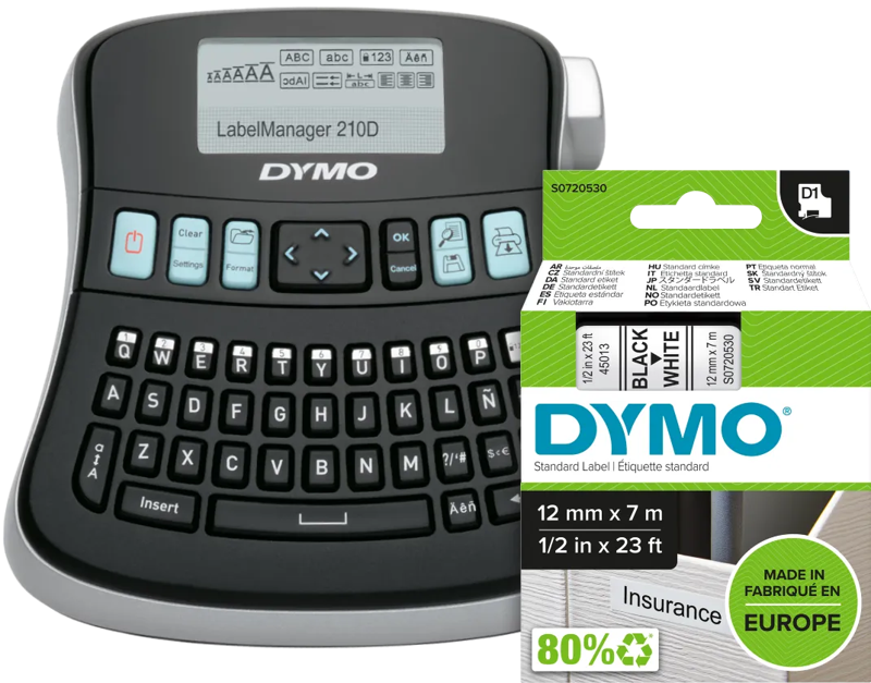 Dymo LabelManager 210D+ Labelprinter Qwerty + 1 extra label