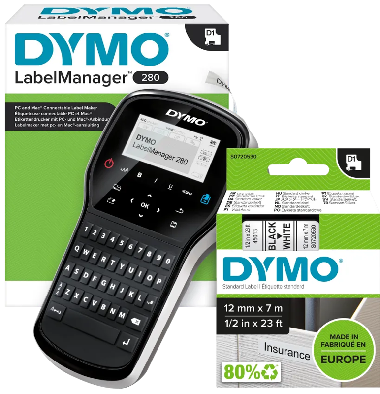 Dymo LabelManager 280 Labelmaker + 1 extra label