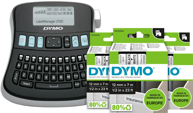 Dymo LabelManager 210D+ Labelprinter Qwerty + 3 extra labels