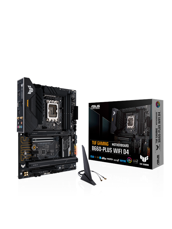 Asus TUF GAMING B660-PLUS WIFI D4 Moederbord - Intel B660 - Intel LGA1700 socket - DDR4 RAM - ATX