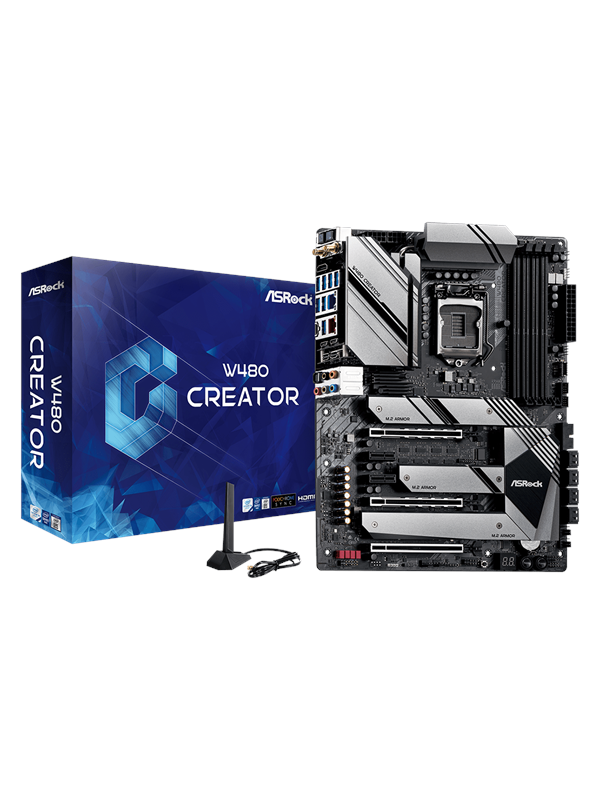 ASRock W480 Creator Moederbord - Intel W480 - Intel LGA1200 socket - DDR4 RAM - ATX