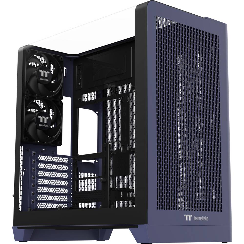 Thermaltake View 390 Air Future Dusk PC-behuizing Donkerblauw Stoffilter, Geïntegreerde verlichting, 2 voorgeïnstalleerde ventilators