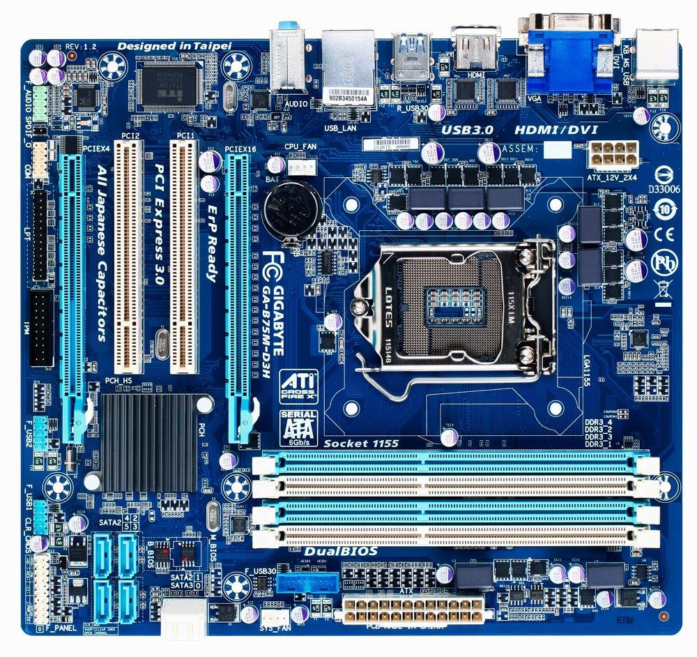 Nippon-Mart GIGABYTE-moederbord Intel B75 LGA1155 Micro ATX GA-B75M-D3H/A Rev1.2