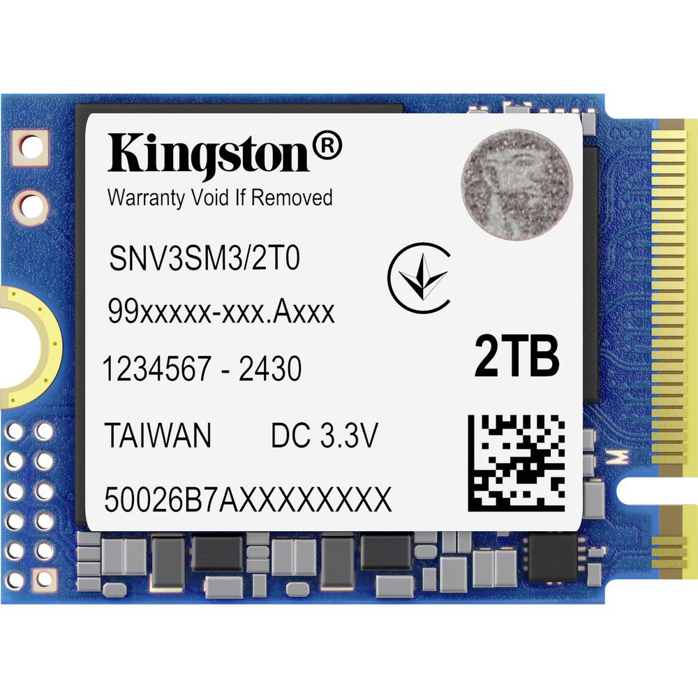 Kingston 2 TB NVMe/PCIe M.2 SSD 2230 harde schijf U.2 NVMe PCIe 4.0 x4 SNV3SM3/2T0