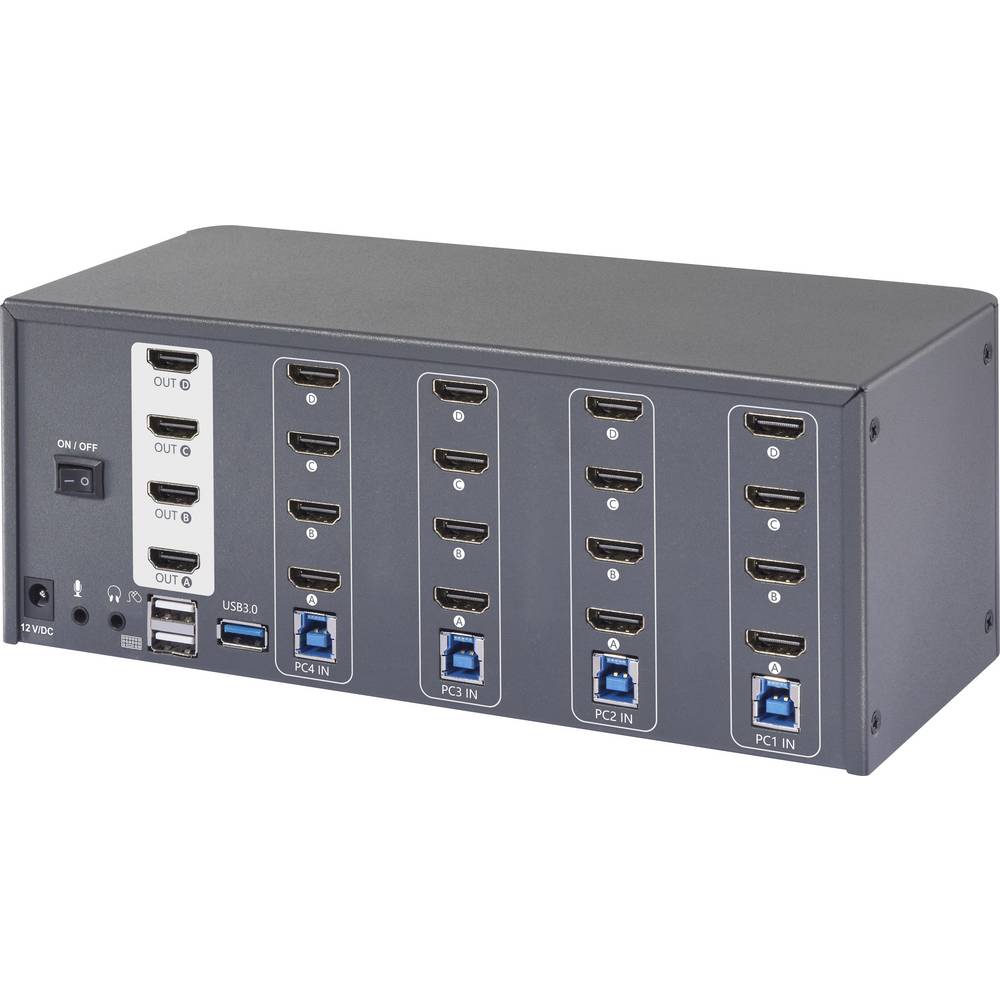 SpeaKa Professional 4 Port HDMI Multi Display KVM Switch KVM-console 4 x 4 poorten HDMI Toetsenbord 3840 x 2160 Pixel