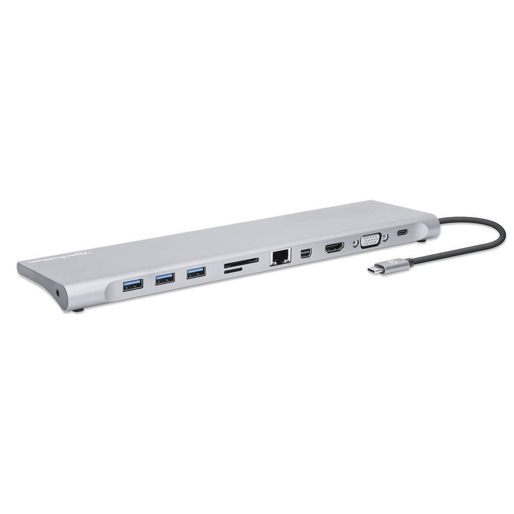 Manhattan 130578 USB-C dockingstation Geschikt voor merk (dockingstation): Universeel Incl. laadfunctie, Geïntegreerde kaartlezer, USB-C Power Delivery