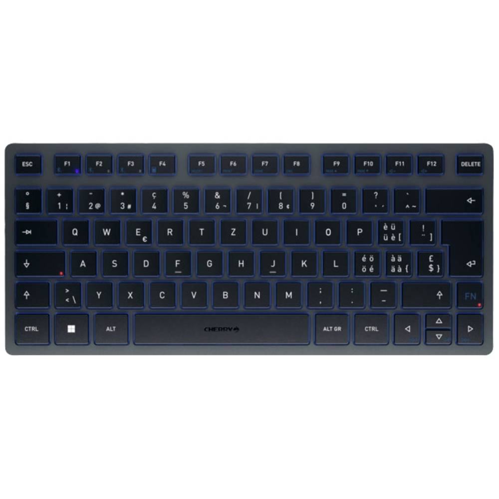 CHERRY KW 7100 MINI BT Toetsenbord Bluetooth QWERTZ, Zwitsers Blauw Geluidsarme toetsen, Multipair-functie