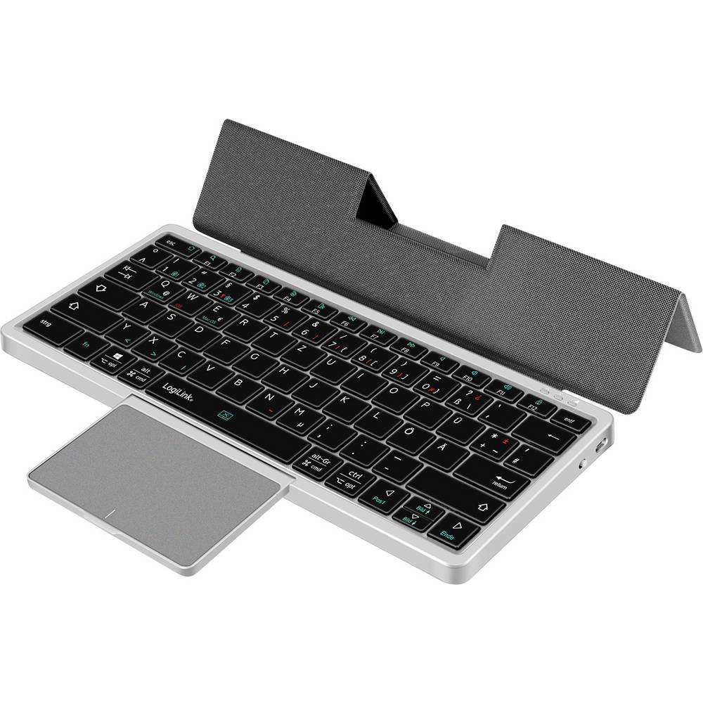 LogiLink ID0214 Set met toetsenbord en muis Bluetooth QWERTZ, Duits Space grijs Easy Switch 3 apparaten