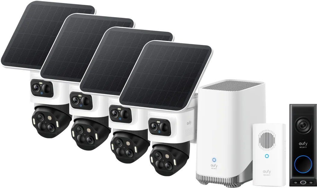 Eufy Cam S4 4-Pack + HomeBase 3 + Video Doorbell E340 + Chime