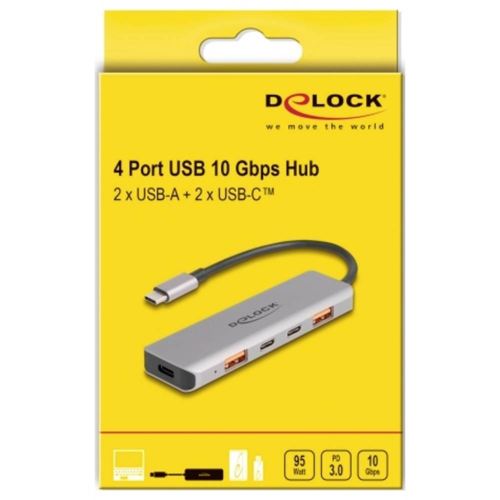 Delock 64302 USB-combi-hub LED-weergave Grijs