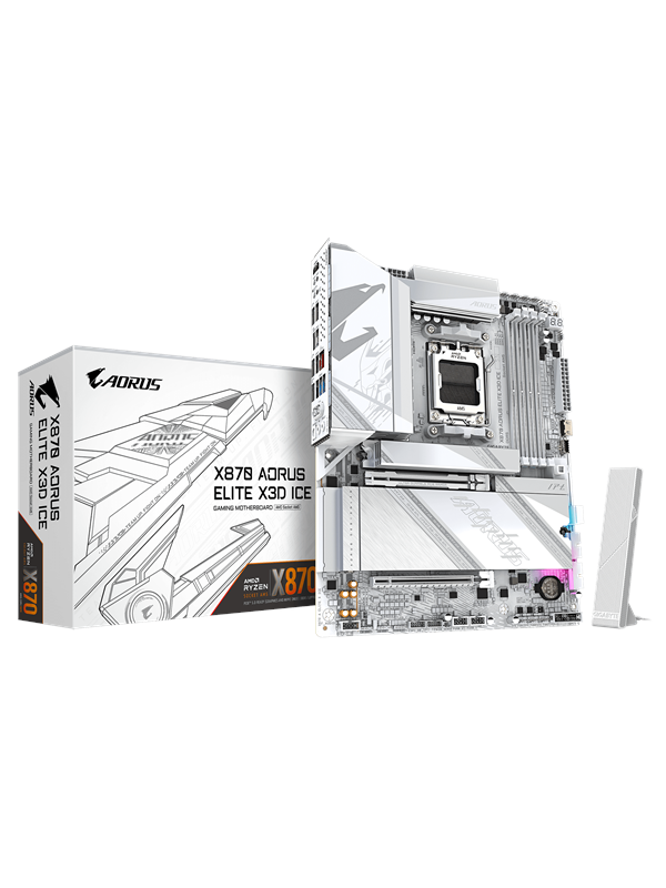 Gigabyte X870 AORUS ELITE X3D ICE Moederbord - AMD X870 - AMD AM5 socket - DDR5 RAM - ATX