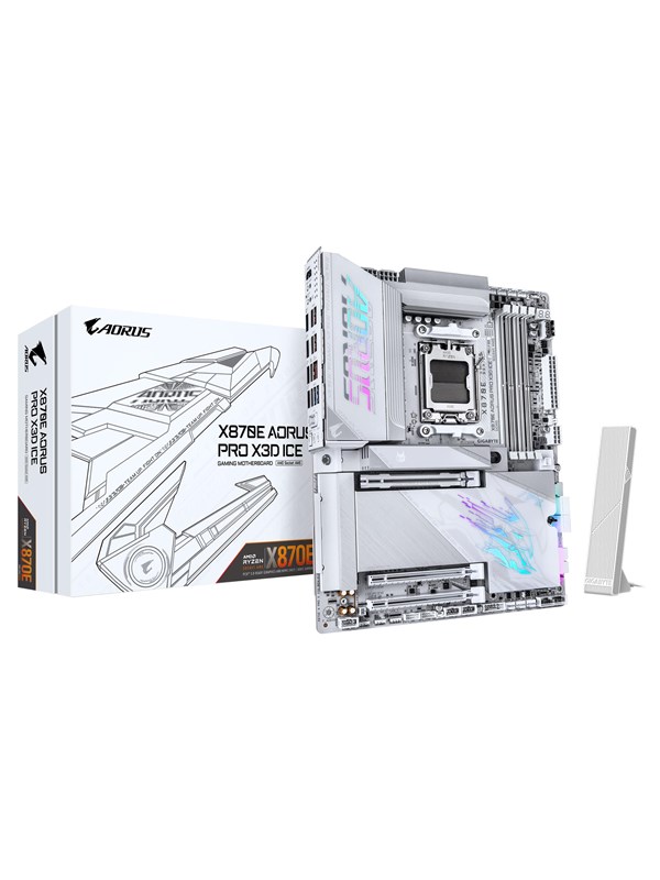 Gigabyte X870E AORUS PRO X3D ICE Moederbord - AMD X870E - AMD AM5 socket - DDR5 RAM - ATX