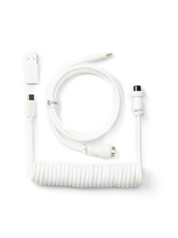 Keychron Coiled Aviator USB-C Cable Straight - White - Upgrade Accessoires - Wit