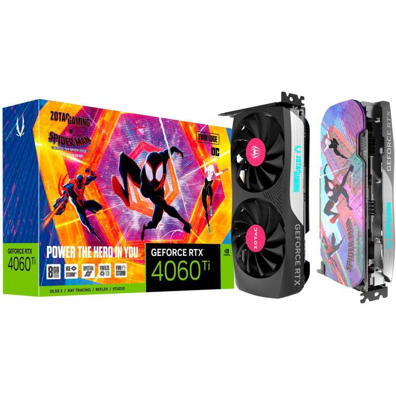 ZOTAC GeForce RTX 4060 Ti 8GB Twin Edge OC Spider-Man: Across the Spider-Verse Bundle Grafische kaart