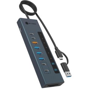 ICY BOX IB-HUB1742CR-C2PD USB 3.2 Gen 2 (3.1 Gen 2) Type-A + Type-C 10000 Mbit/s Zwart
