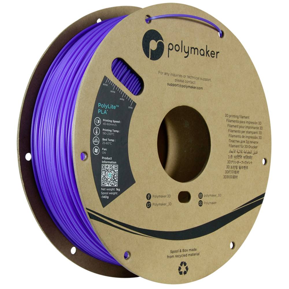 Polymaker PA02071 Temperature Color Changing Filament PLA kunststof Kleurverandering 1.75 mm 1000 g Paars, Pink, Doorschijnend PolyLite™ 1 stuk(s)