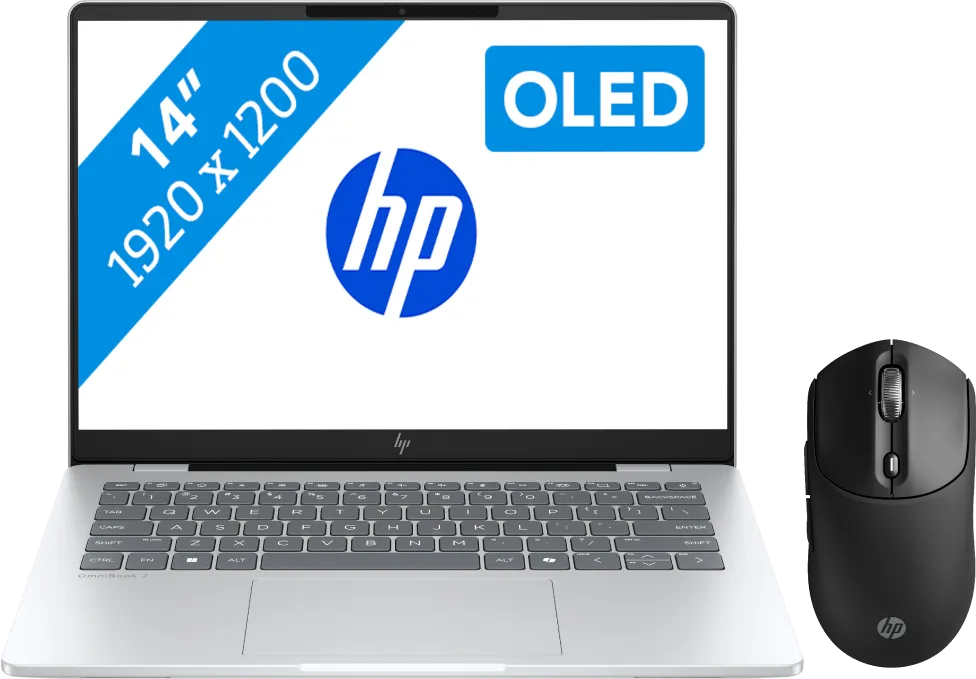 HP OmniBook 7 OLED Copilot+ PC 14-fr0970nd +  700 Oplaadbare Draadloze Muis