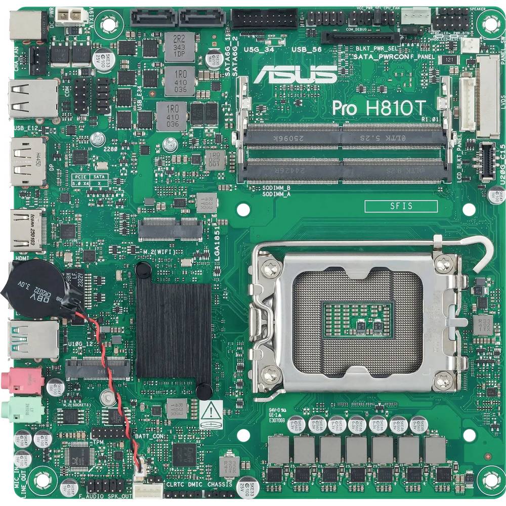 Asus PRO H810T-CSM Moederbord Socket Intel LGA 1851 Vormfactor Thin mini ITX Moederbord chipset Intel H810