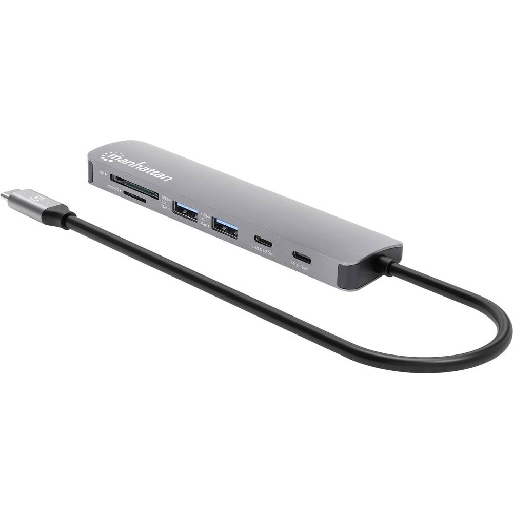 Manhattan Laptopdockingstation Geïntegreerde kaartlezer, USB-C Power Delivery