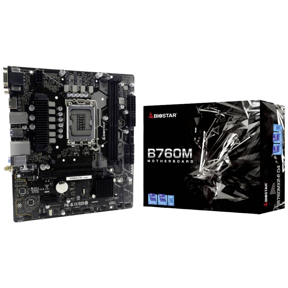 BioStar B760MX2-E Moederbord Socket Intel LGA 1700 Vormfactor Micro-ATX Moederbord chipset Intel B760