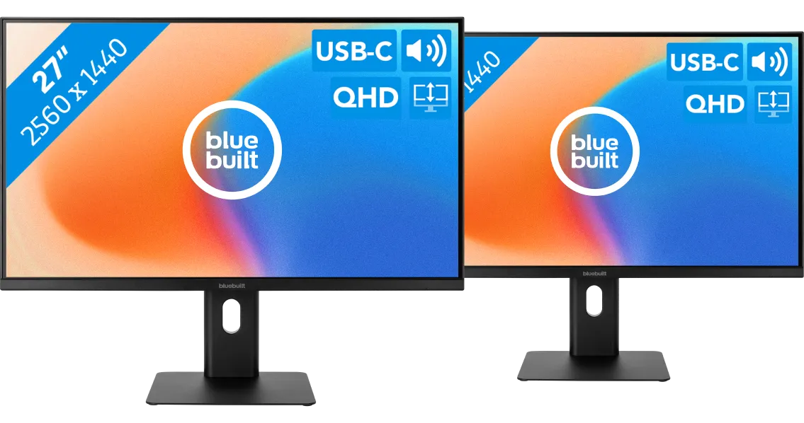 BlueBuilt 27 inch Quad HD Monitor met USB C Duo pack