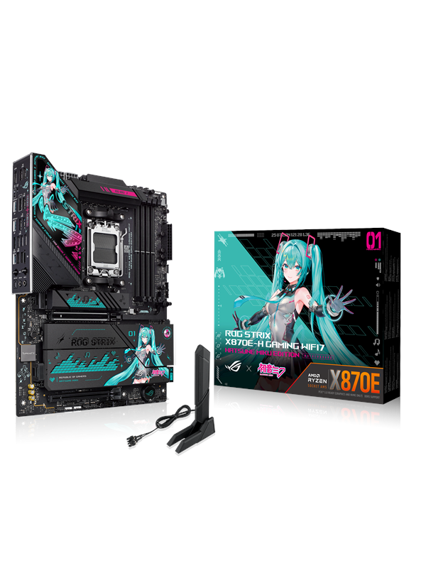 Asus ROG STRIX X870E-H GAMING MIKU WIFI7 Moederbord - AMD X870E - AMD AM5 socket - DDR5 RAM - ATX