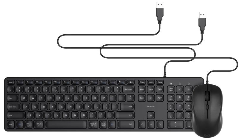 BlueBuilt Bedraad Toetsenbord QWERTY + Filum Bedrade Muis