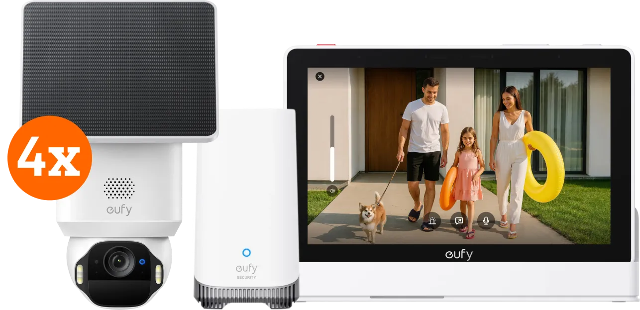 Eufy SoloCam E42 4-Pack + HomeBase 3 + Smart Display E10