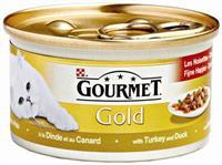 Gourmet Gold Feine Häppchen Katzenfutter in Soße, Pute und Ente 1 Palette (24 Dosen)