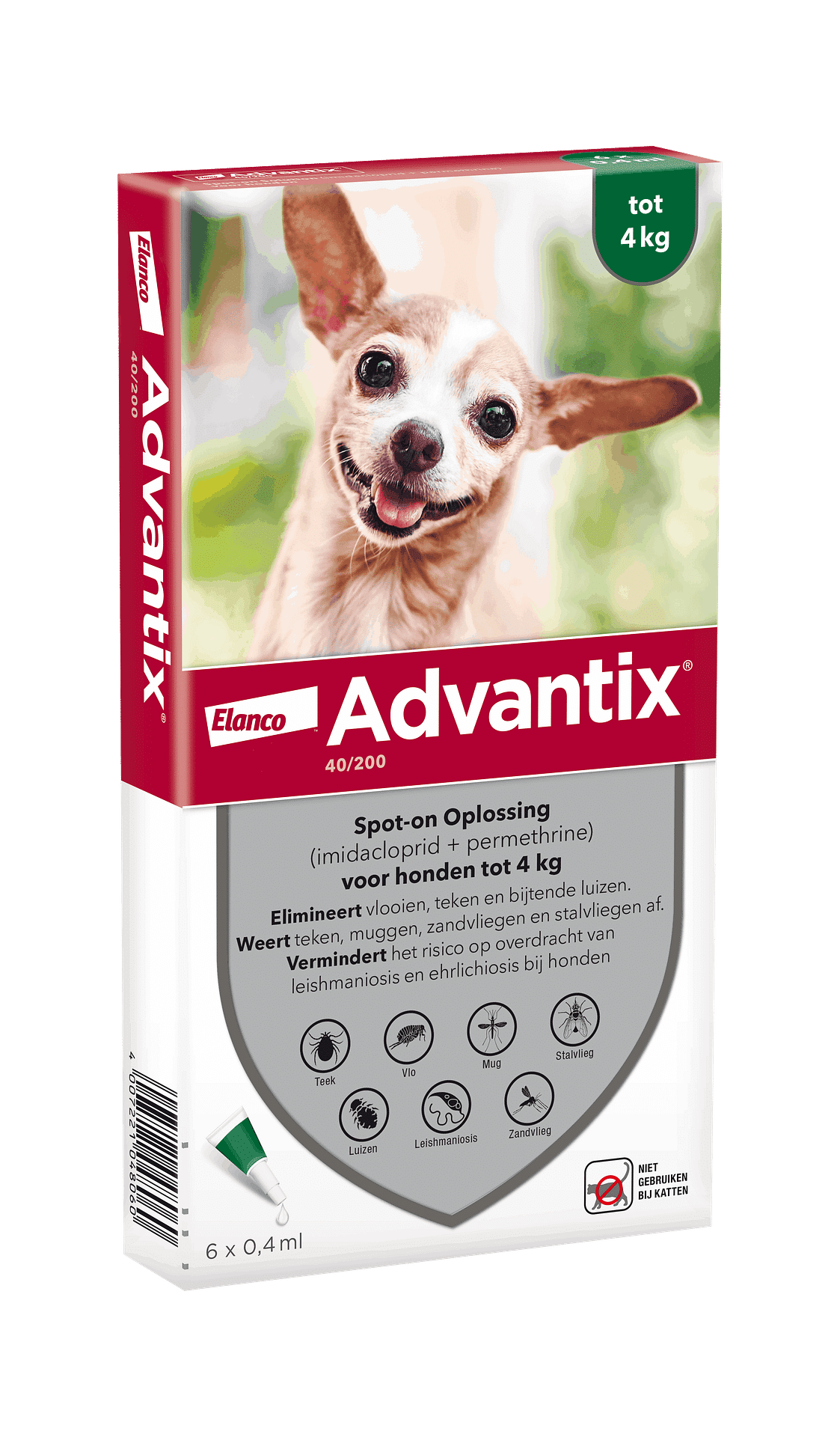 Advantix 40/200 voor honden tot 4 kg 5 x 4 pipetten