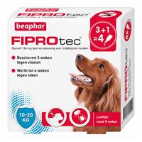 beaphar Fiprotec Dog 3+1 pip - Anti vlooien en tekenmiddel - 10-20kg