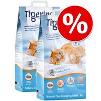Tigerino Nuggies Kattenbakvulling - Babypoedergeur Grofkorrelig - Dubbelpak: 2 x 14 l