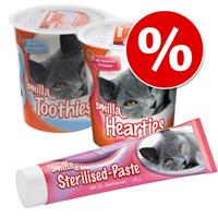 Smilla Snackpakket:  kattensnacks - 125 g Hearties + 125 g Toothies + 100 g Kaaspasta