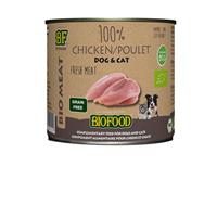 Biofood Organic 100% kippenvlees blik 200 gr hond & kat 12 x 200 gram