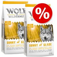 2x12kg Wolf of Wilderness Mix: Green Fields + Sunny Glade Hondenvoer