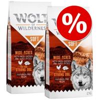 Wolf of Wilderness Dubbelpak: 2 x 12 kg  Soft & Strong - Soft - High Valley - Rund