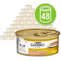 Gourmet 48 x 85 g  Gold Fijne Hapjes Kattenvoer - Kip & Lever - Voordeelpakket