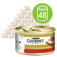Gourmet Gold Geraffineerde Ragout Voordeelpakket 48 x 85 g - Rund en Kip Duo