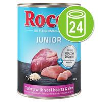 6 x 400 g Rocco Junior - Kippenhart & Rijst + Calcium Hondenvoer