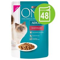 Purina One Voordeelpakket  Kattenvoer  48 x 85 g - Adult met Kip & Sperziebonen