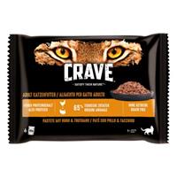 Crave Kat Maaltijdzakjes Multipack Kattenvoer 4 x 85 g - Pastei met kip & kalkoen