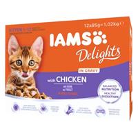 IAMS 12 x 85 g Delights Kitten in Saus Kip  Kattenvoer