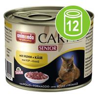 Animonda Carny 12 x 200 g  Senior Kattenvoer - Kip & Kaas - Voordeelpakket