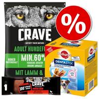 Pedigree Extra voordelig! Crave droogvoer + Crave Hondensnacks + Dentastix  Adult Lam & Rund + Crave snacks + Dentastix voor kleine honden