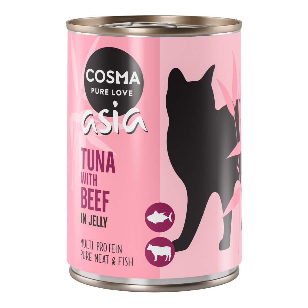 12x400g Tonijn & Rund in Gelei Cosma Asia Kattenvoer nat