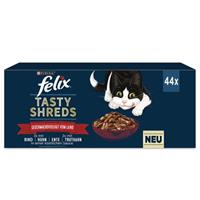Felix Tasty Shreds Farm Selection mit Rind, Huhn, Ente, Pute in Sauce 44 x 80 Gramm