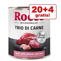 Rocco 20 + 4 gratis! 24 x 800 g  Trio Di Carne + Winter - Trio di Carne Rund, Kip & Kalf