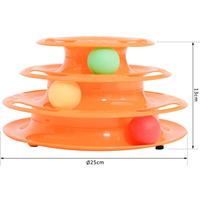 pawhut Katzen Spielturm Spielzeug Kugelbahn Kreisel mit 3 Bällen 3 Etagen Orange
