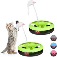 relaxdays 2 x Katzenspielzeug mit Maus, Kugelbahn, Ball mit Glöckchen, Cat Toy, interaktiv, Training & Beschäftigung, grün - 