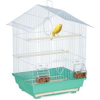 relaxdays Vogelkäfig, Käfig für kleine Kanarienvögel, Sitzenstangen & Futternäpfe, 49 x 39,5 x 32 cm, hellblau/mintgrün